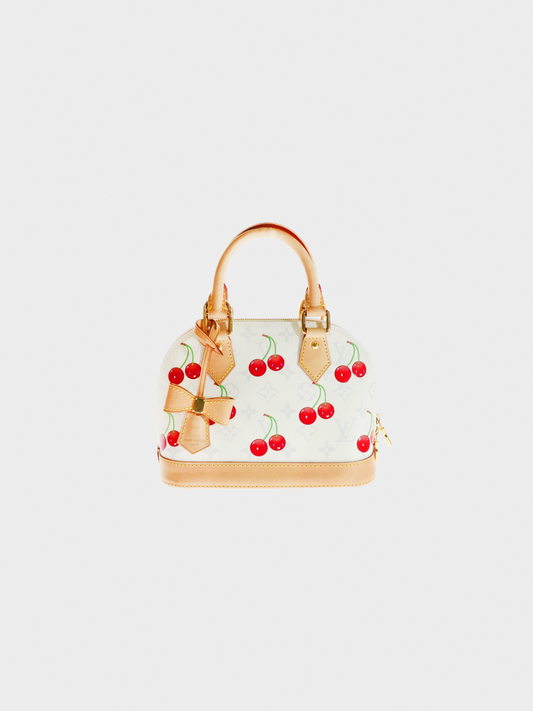 Louis Vuitton x Takashi Murakami 2000s Monogram Cherry Alma BB Leather Handbag