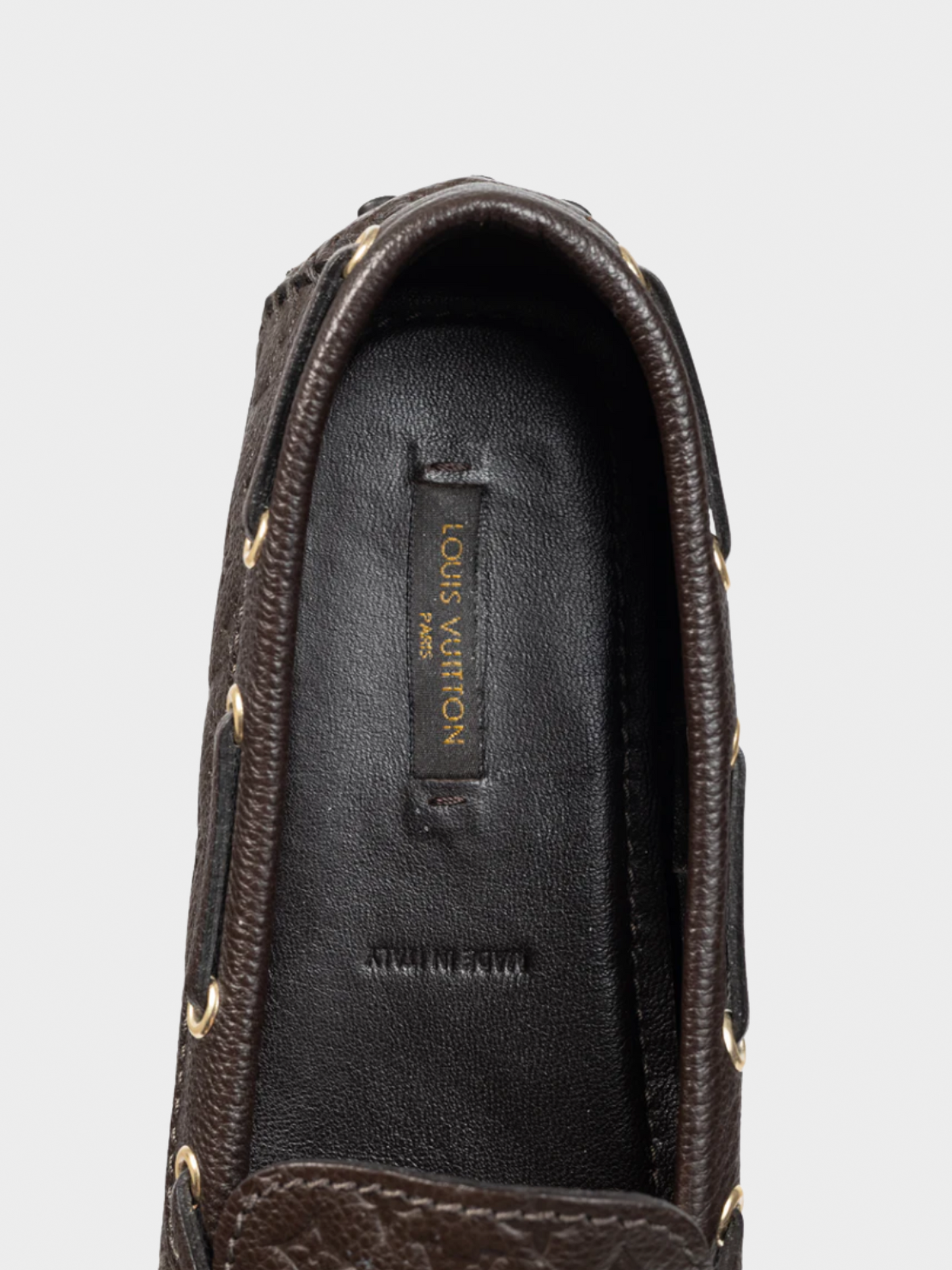 Louis Vuitton 2012 Gloria Brown Monogram-Embossed Leather Flat Loafers