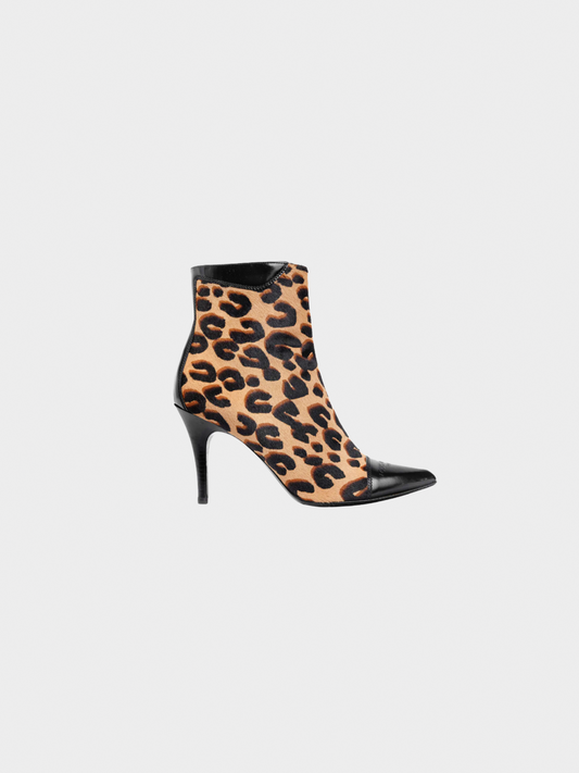 Louis Vuitton 2009 Wild Leopard Calf-Hair and Black Leather Ankle Boots