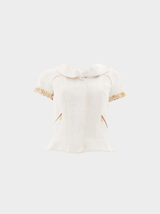 Louis Vuitton 2000s White Embellished Short Sleeve Jacket
