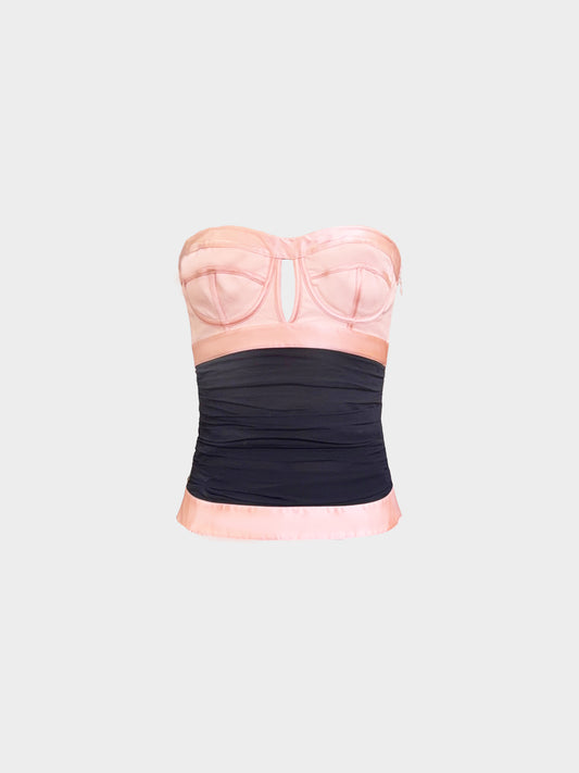 La Perla 2000s Pink and Black Bustier Corset Top
