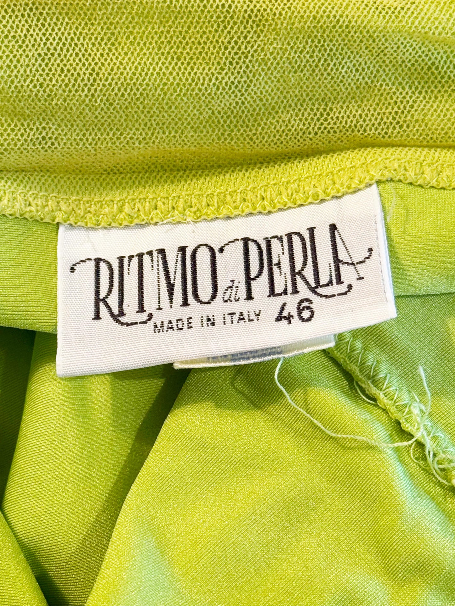 La Perla 1990s Lime Green Lace Trim Fitted Dress