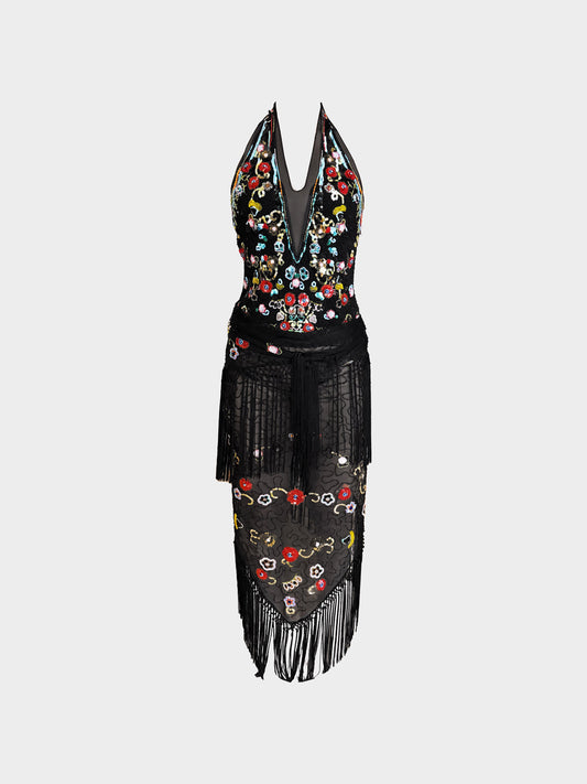 La Perla 1990s Embellished Ensemble with Top and Scarf