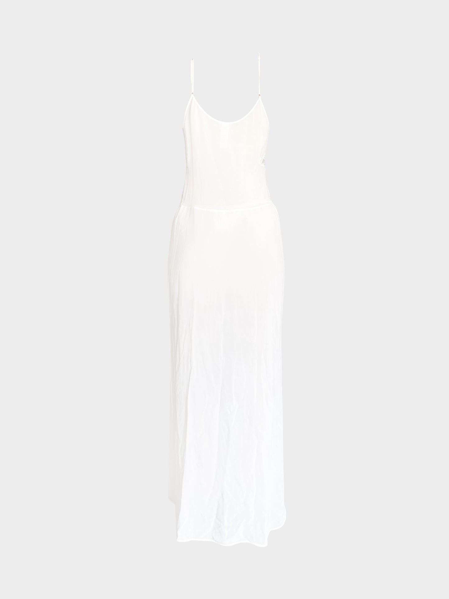 La Perla 2000s White Sheer Lace-trimmed Long Dress