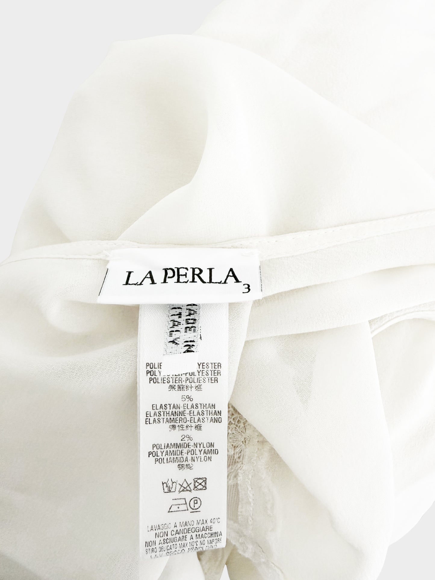 La Perla 2000s White Sheer Lace-trimmed Long Dress