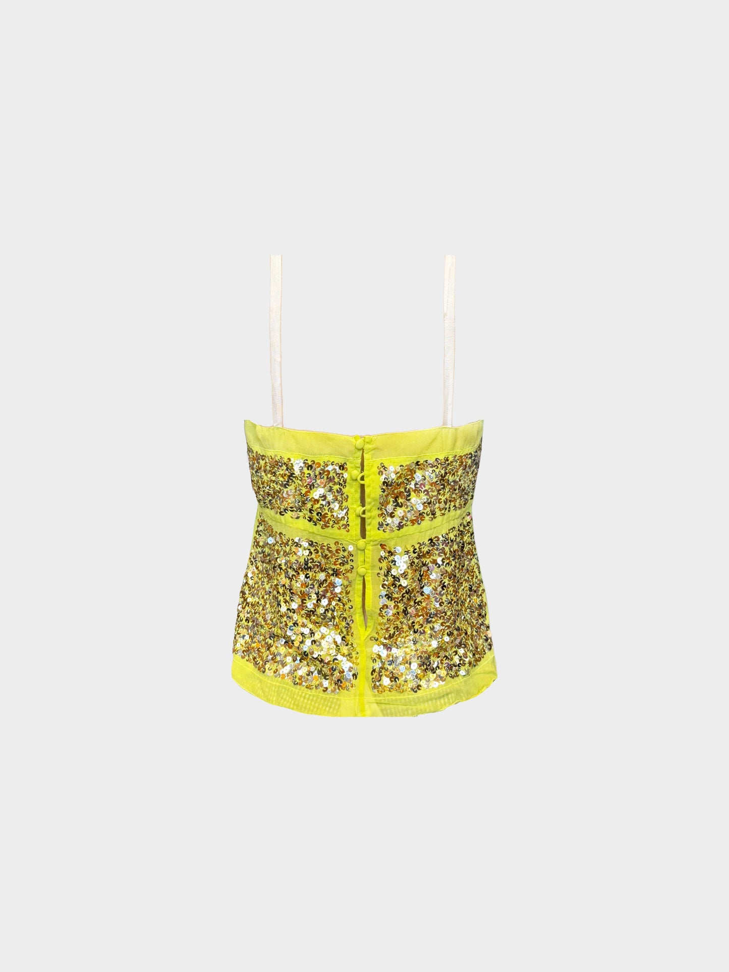 La Perla 2000s Neon Yellow Sequins Cami Top