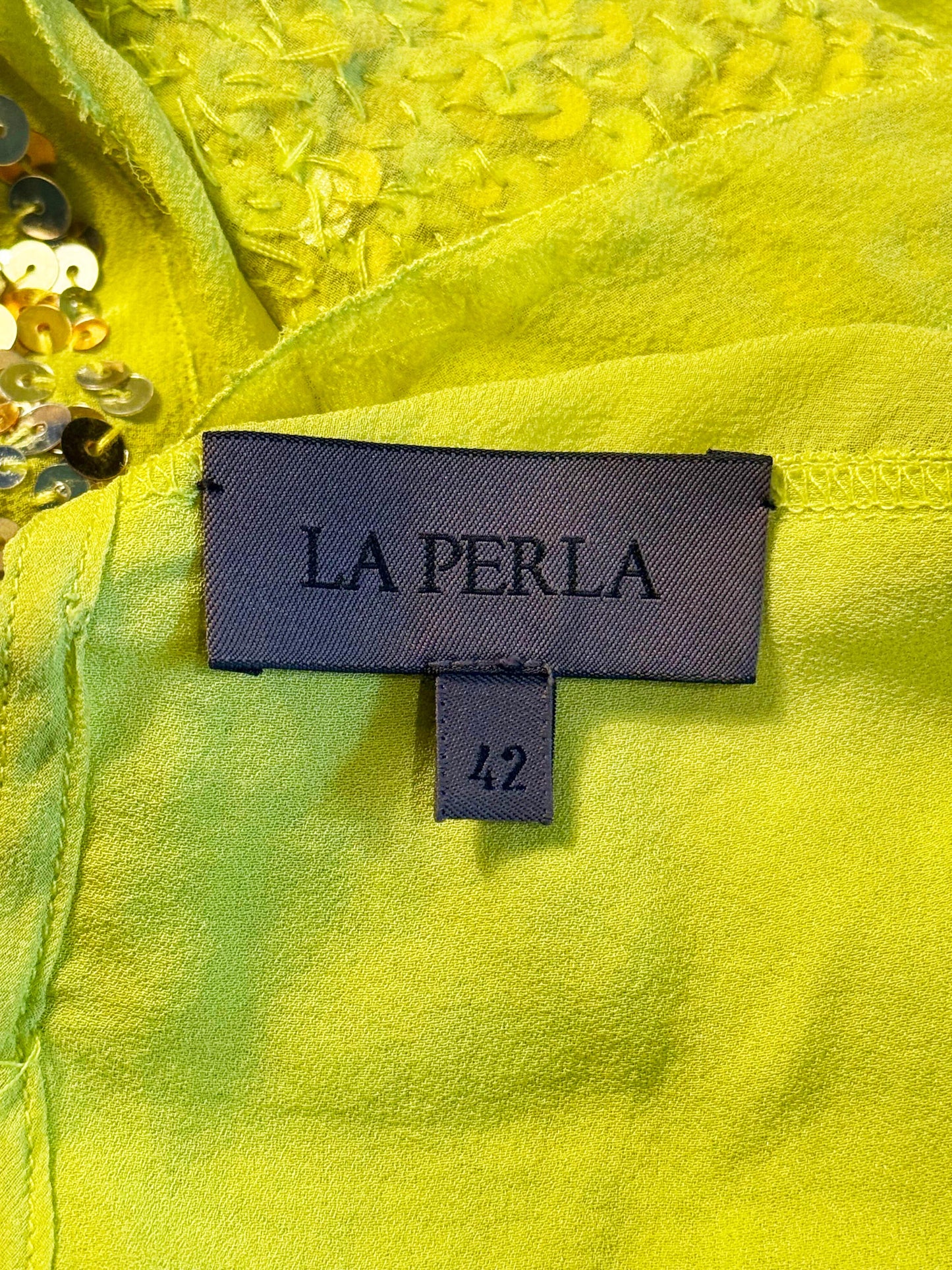 La Perla 2000s Neon Yellow Sequins Cami Top