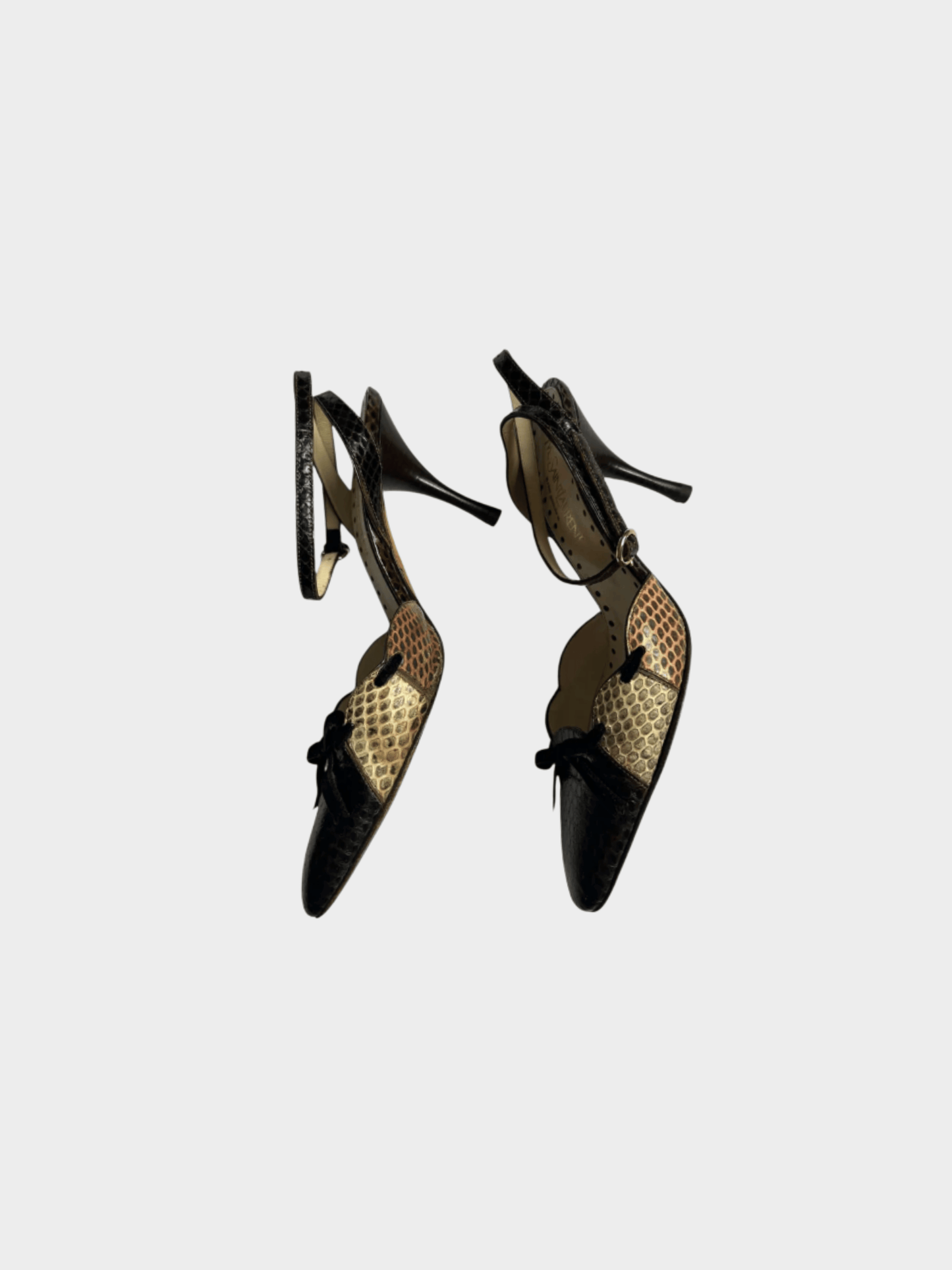 Yves Saint Laurent 2000s Snake Python Bow Tie Heels