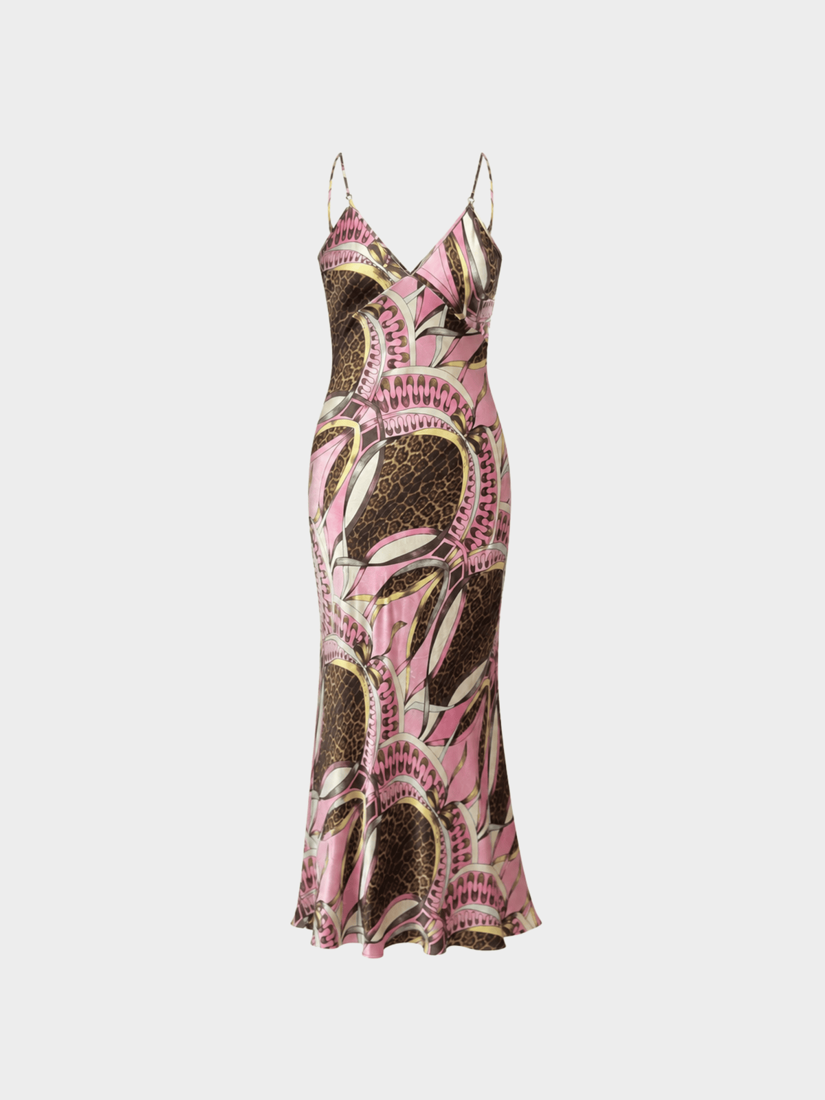 Roberto Cavalli SS 2004 Leopard Print Pink Silk Maxi Dress