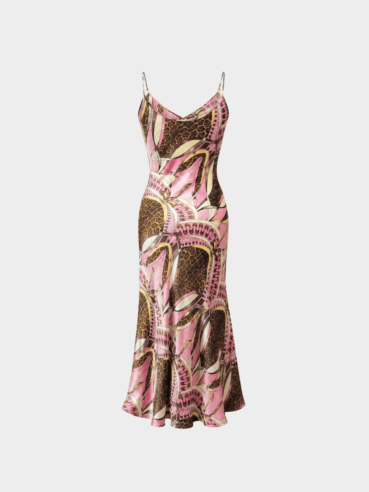 Roberto Cavalli SS 2004 Leopard Print Pink Silk Maxi Dress
