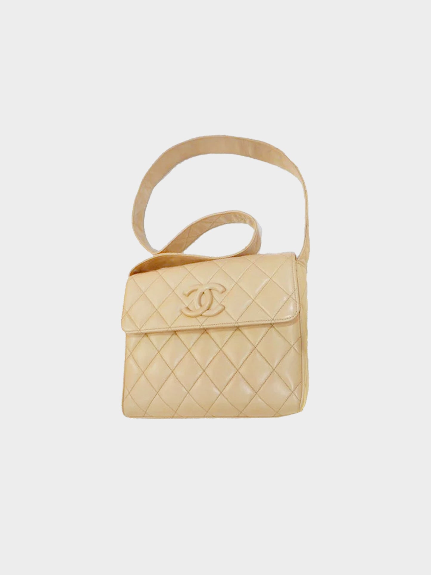Chanel 1994-1996 Rare Lambskin Beige Flap