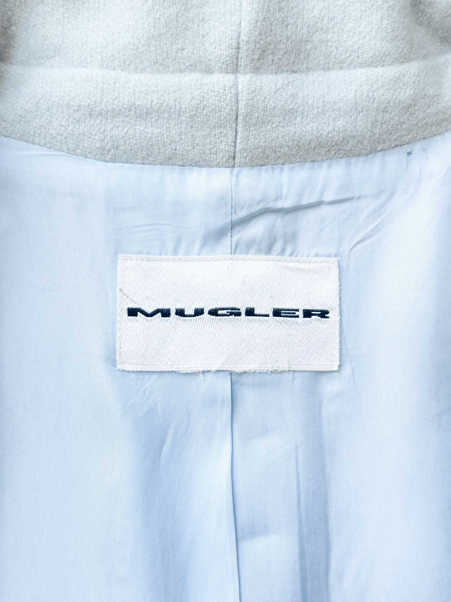 Thierry Mugler 1990s Light Blue Fringed Wrap Jacket