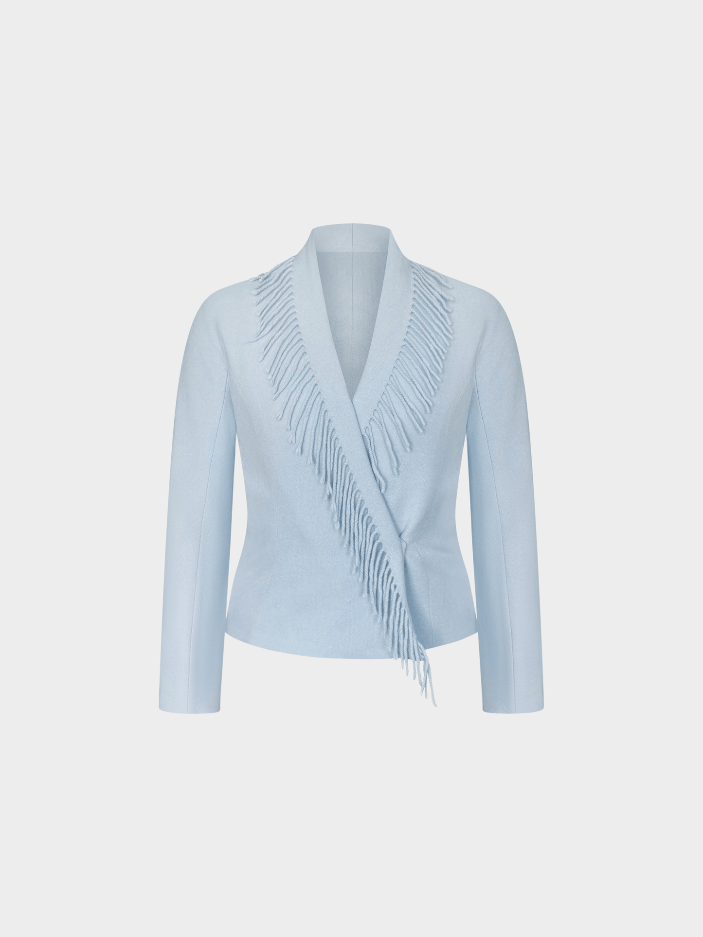 Thierry Mugler 1990s Light Blue Fringed Wrap Jacket