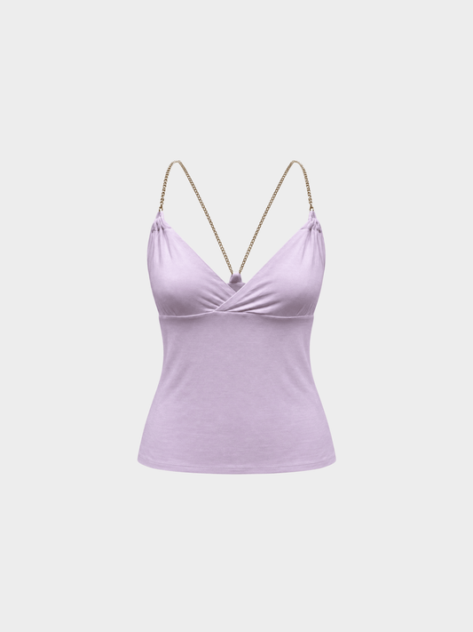 Versace 2000s Lilac Jersey Chain-Strap Top