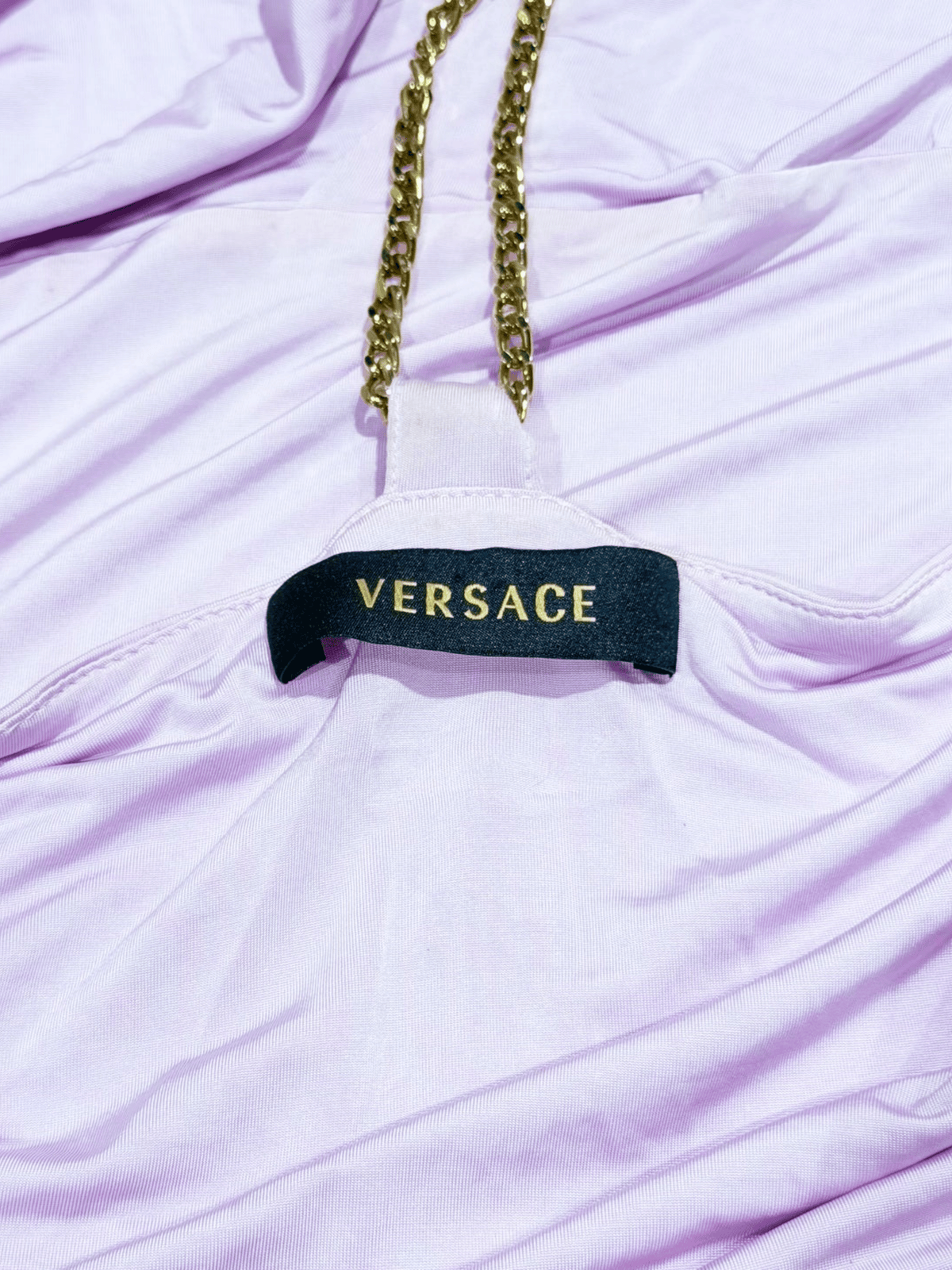 Versace 2000s Lilac Jersey Chain-Strap Top