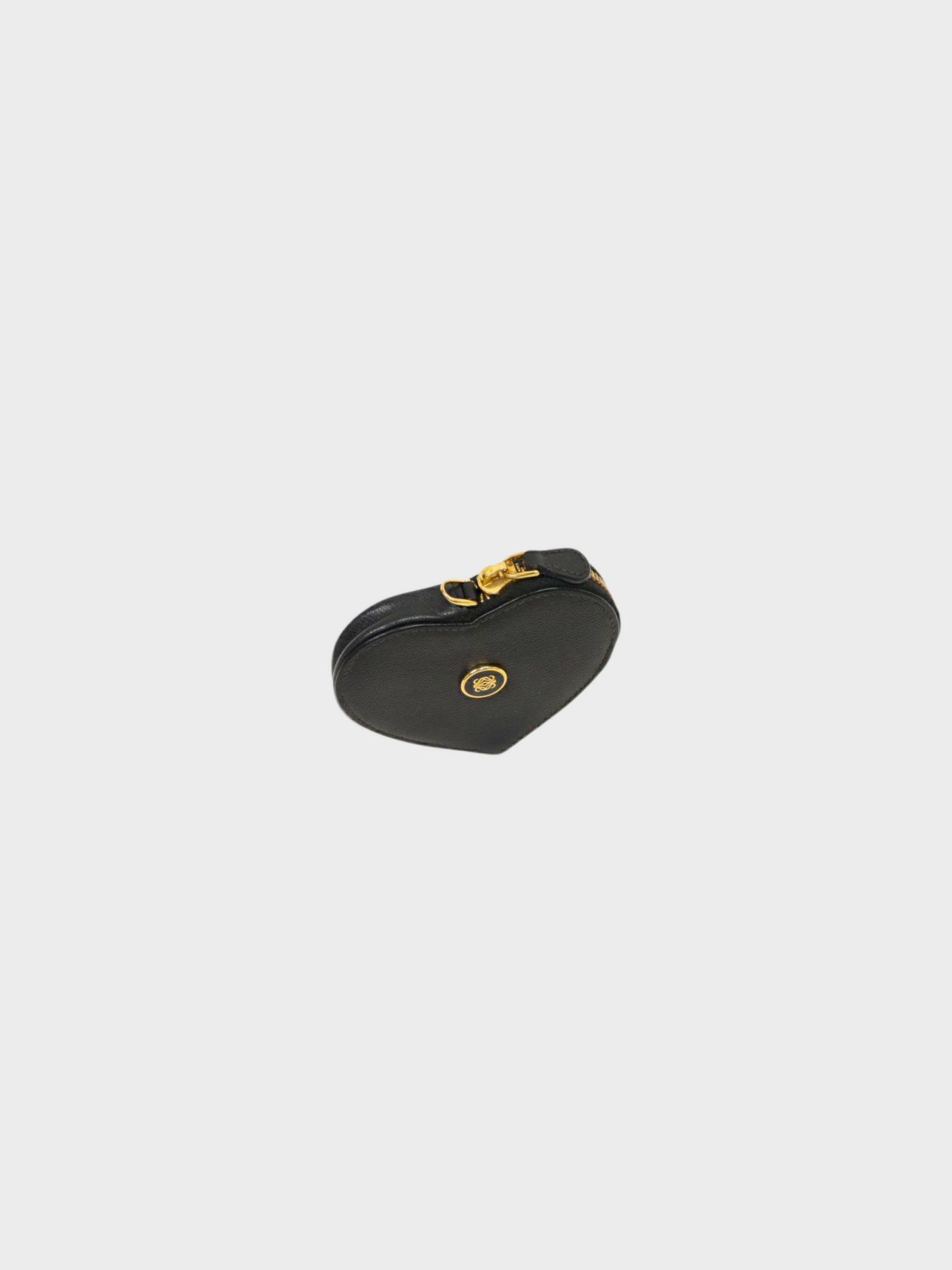 Loewe 2010s Black Leather Anagram Heart Coin Case