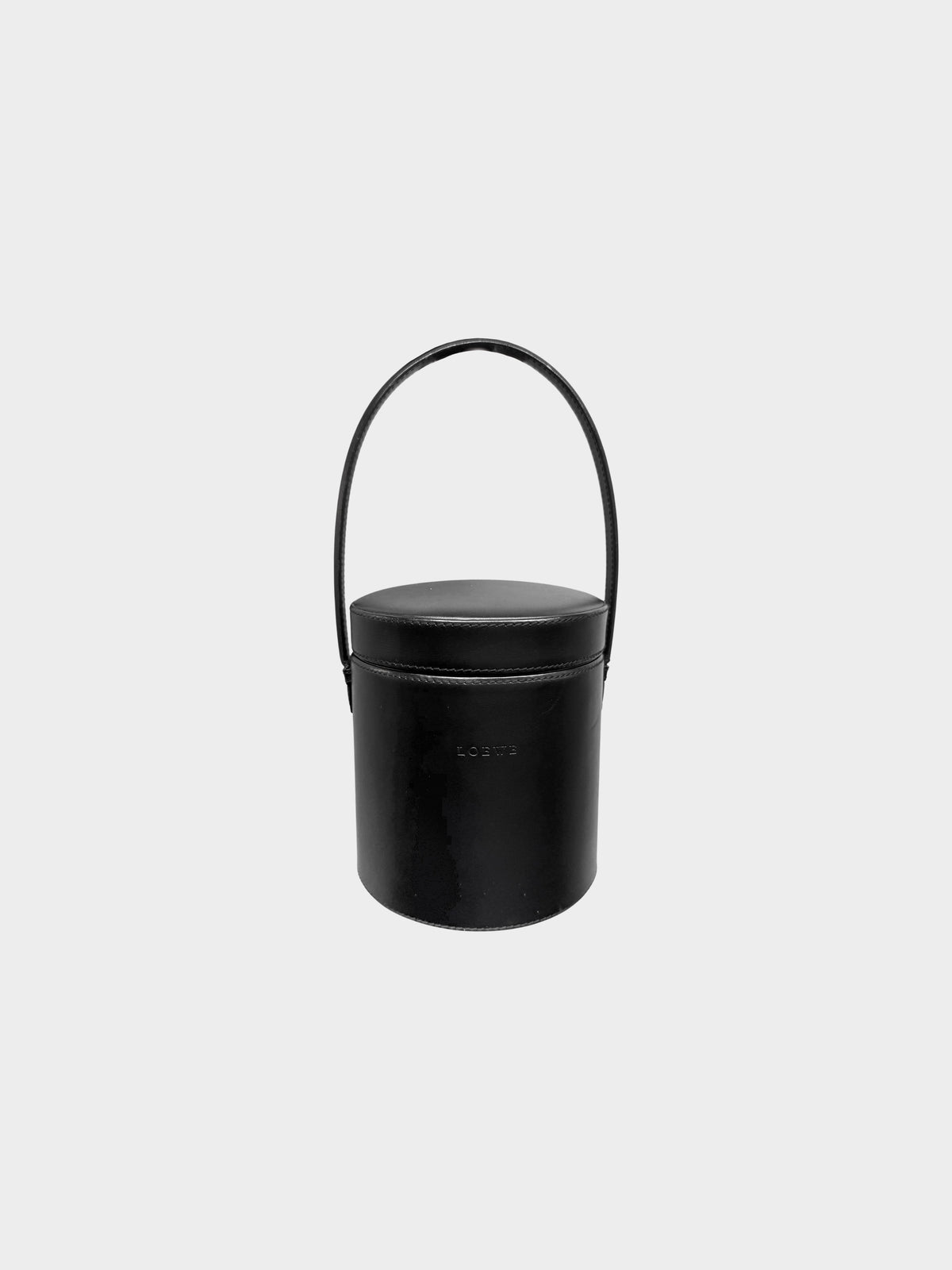 Loewe 2000s Black Leather Cylindrical Vanity Bag
