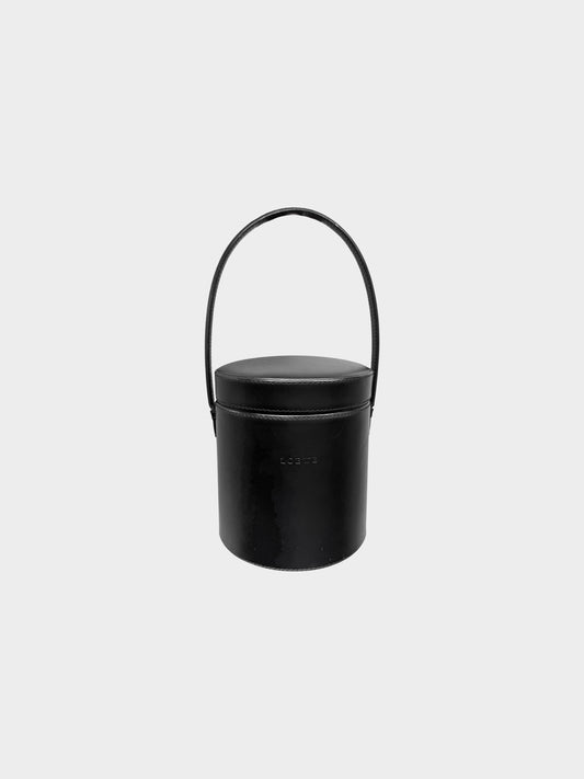 Loewe 2000s Black Leather Cylindrical Vanity Bag