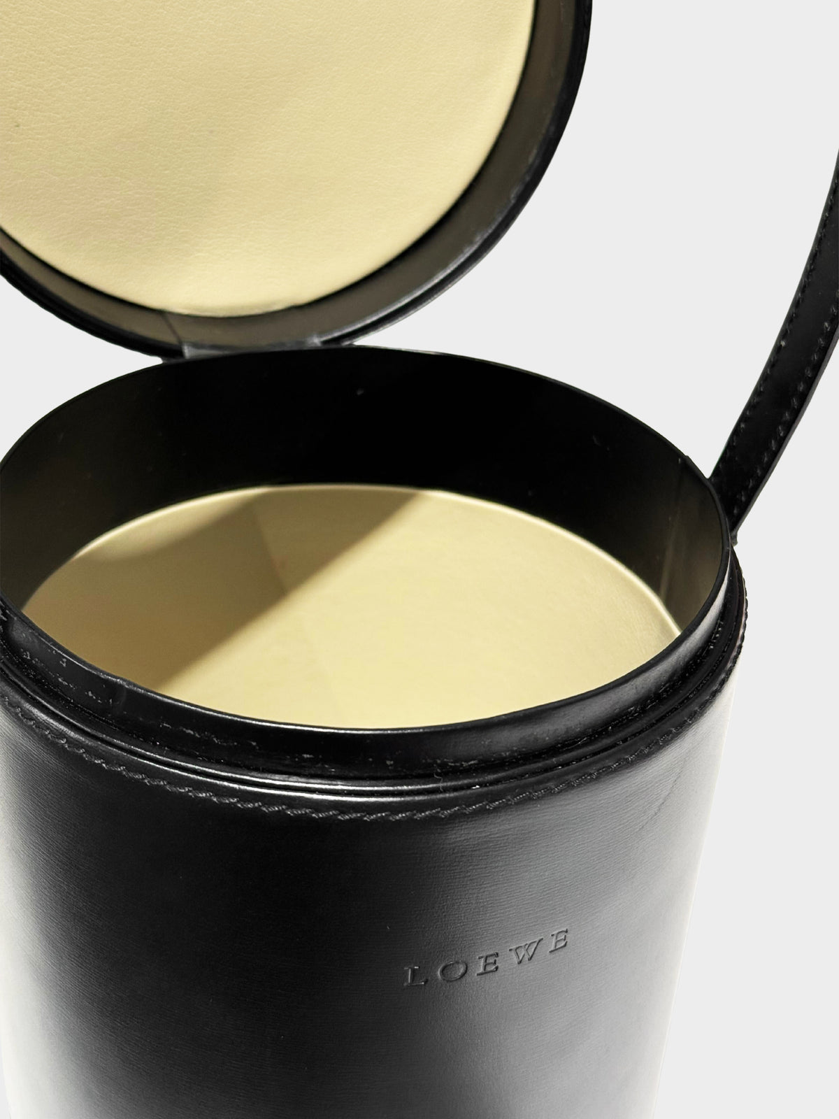 Loewe 2000s Black Leather Cylindrical Vanity Bag