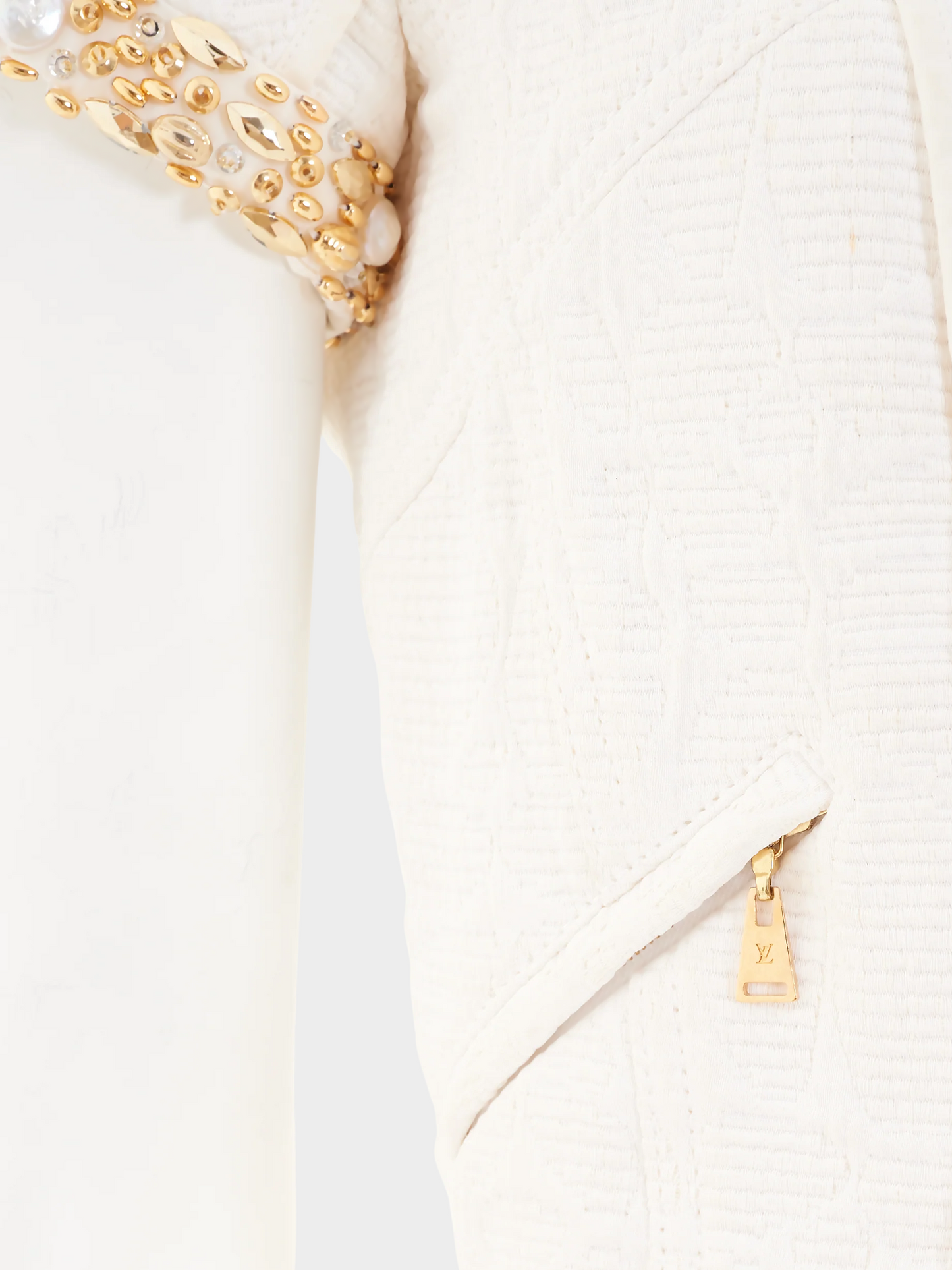 Louis Vuitton 2000s White Embellished Short Sleeve Jacket