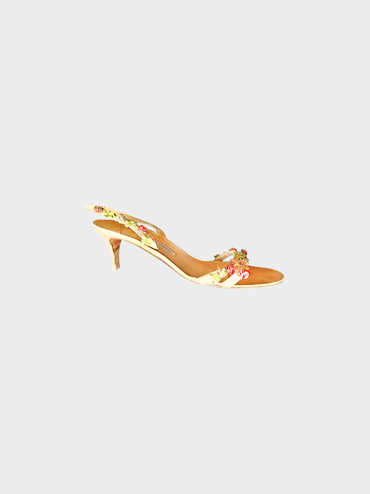 Manolo Blahnik 2000s Beige Floral Sandals