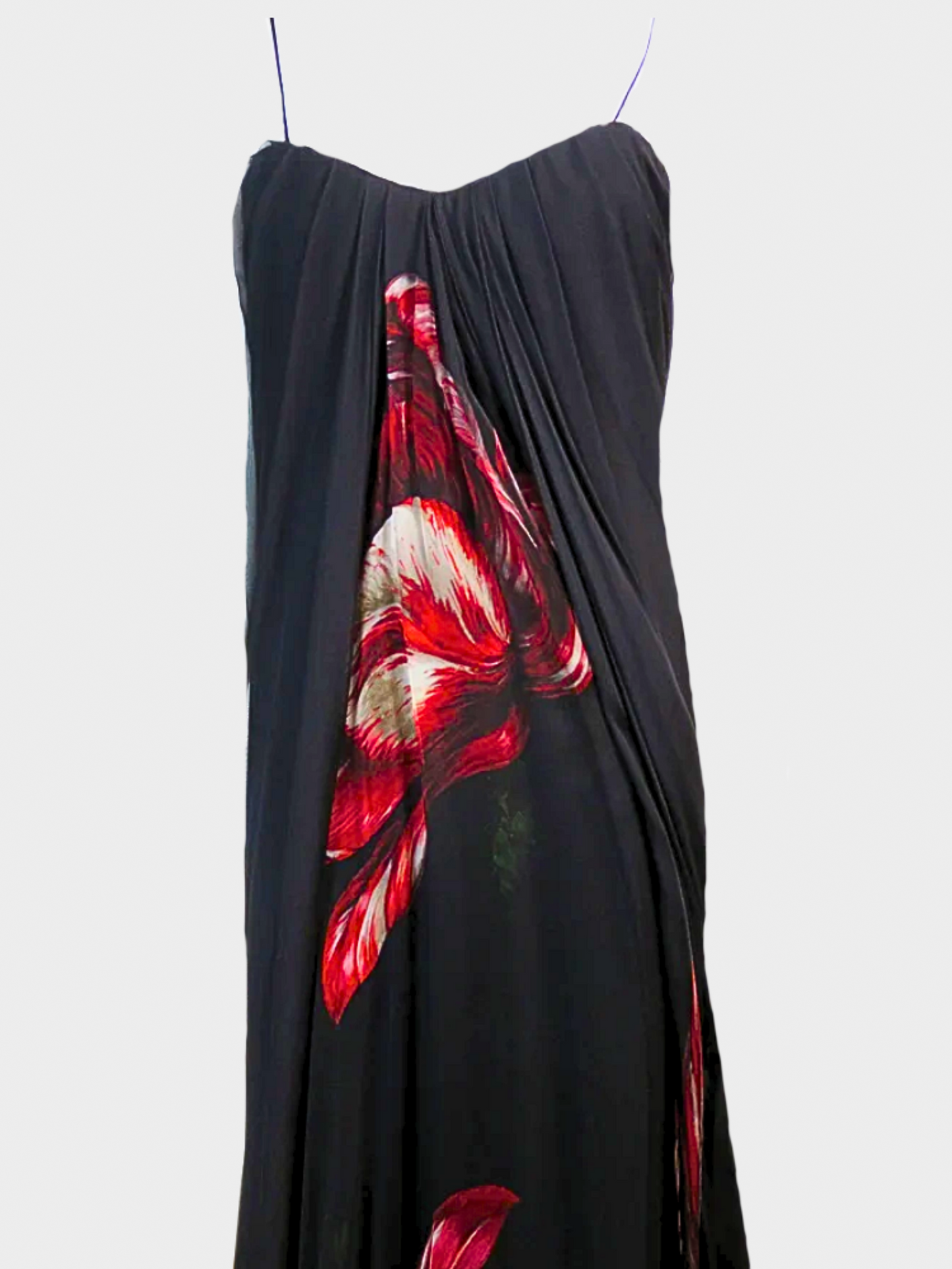 Alexander McQueen 2012 Black and Red Floral Cami Gown