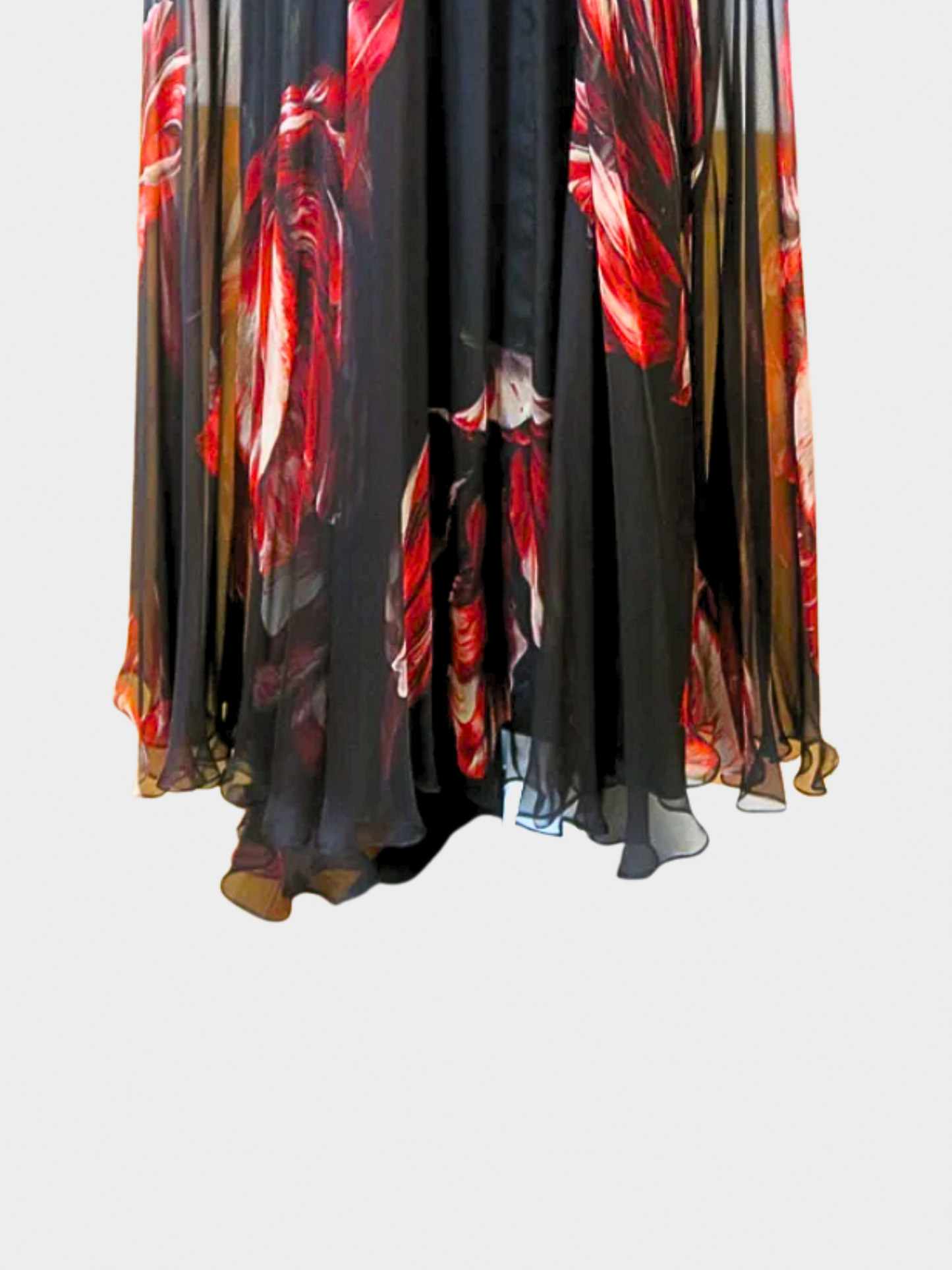 Alexander McQueen 2012 Black and Red Floral Cami Gown