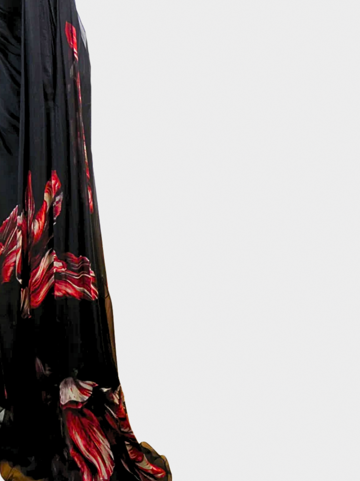 Alexander McQueen 2012 Black and Red Floral Cami Gown