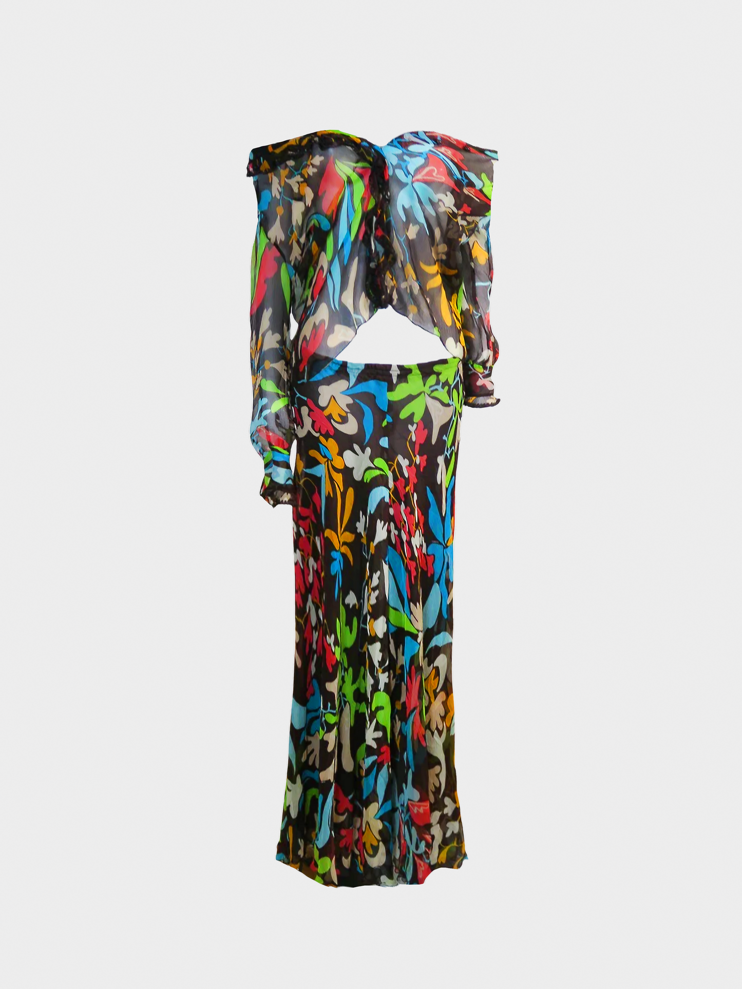 Missoni SS 2005 Multicoloured Floral Print Top and Skirt Set