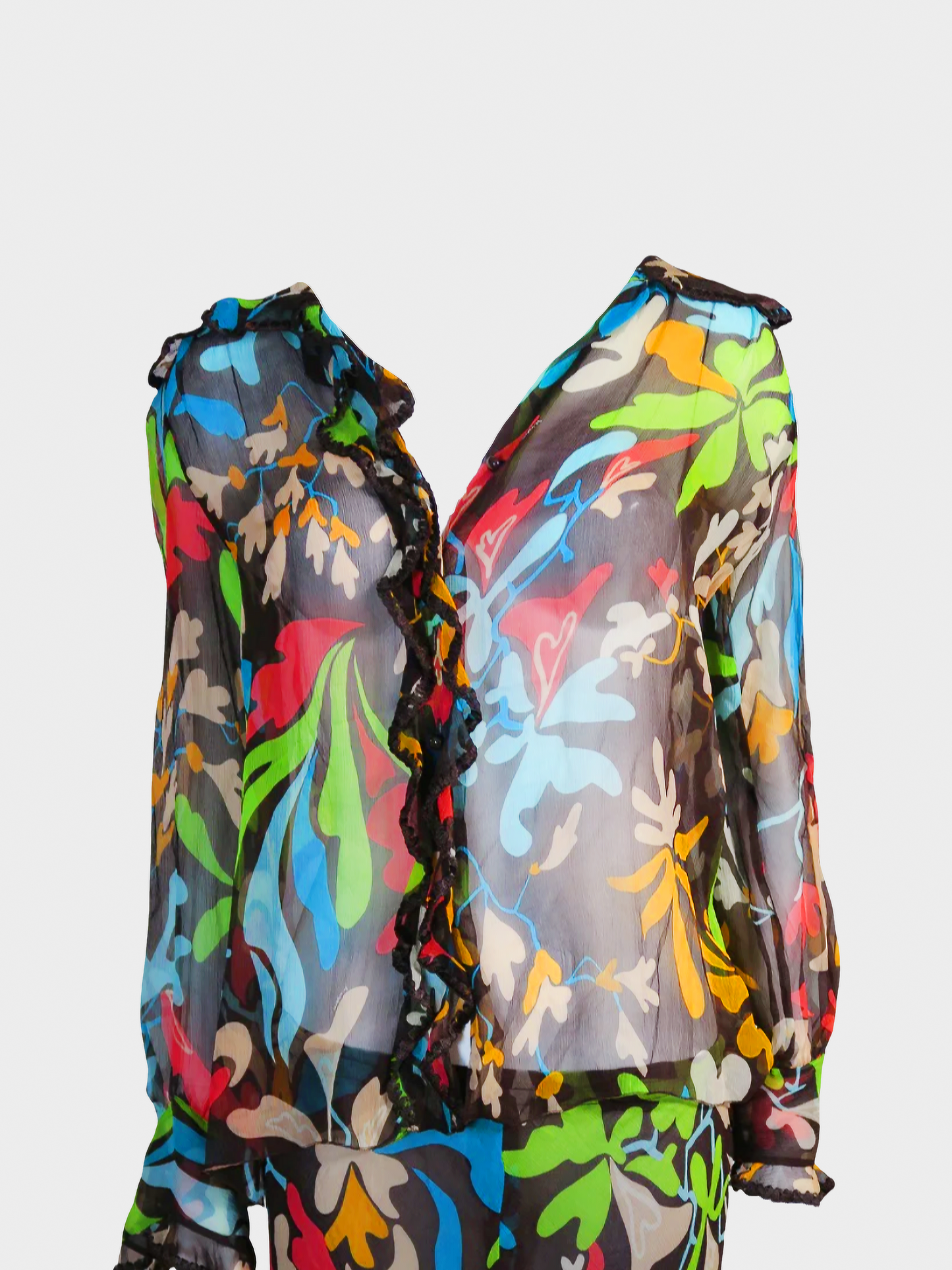 Missoni SS 2005 Multicoloured Floral Print Top and Skirt Set