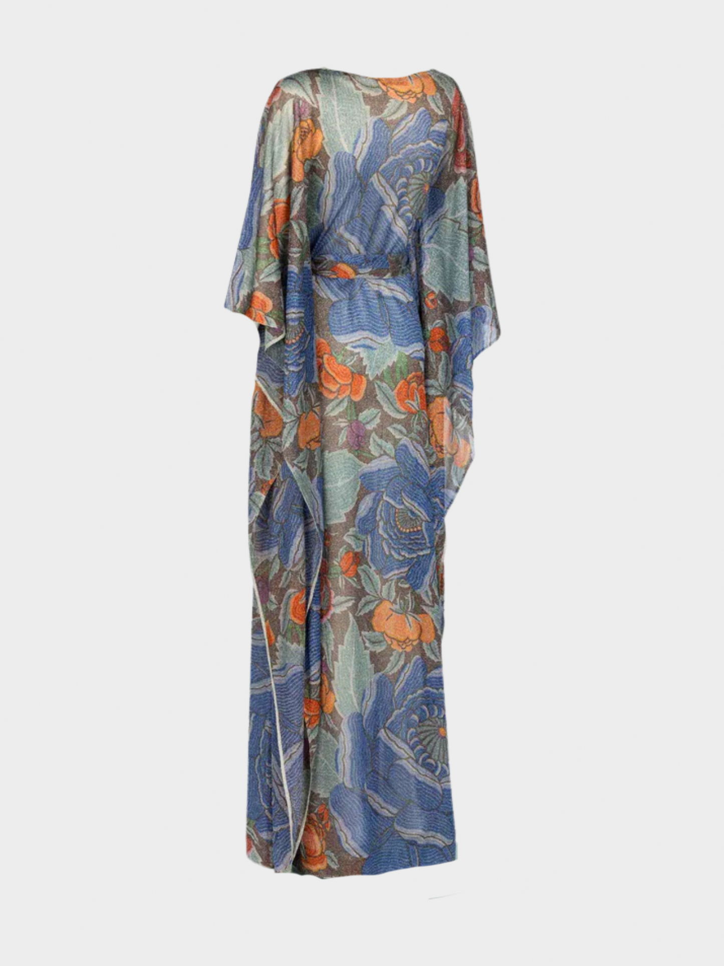 Missoni 1970s Floral Print Metallic Lurex Caftan Dress