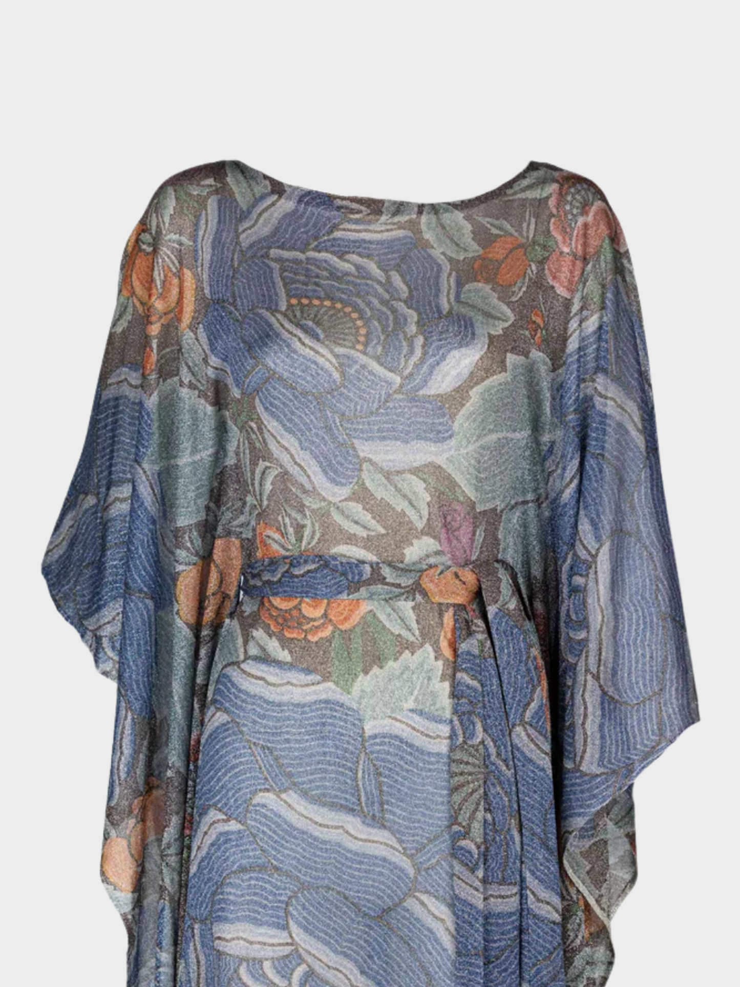 Missoni 1970s Floral Print Metallic Lurex Caftan Dress