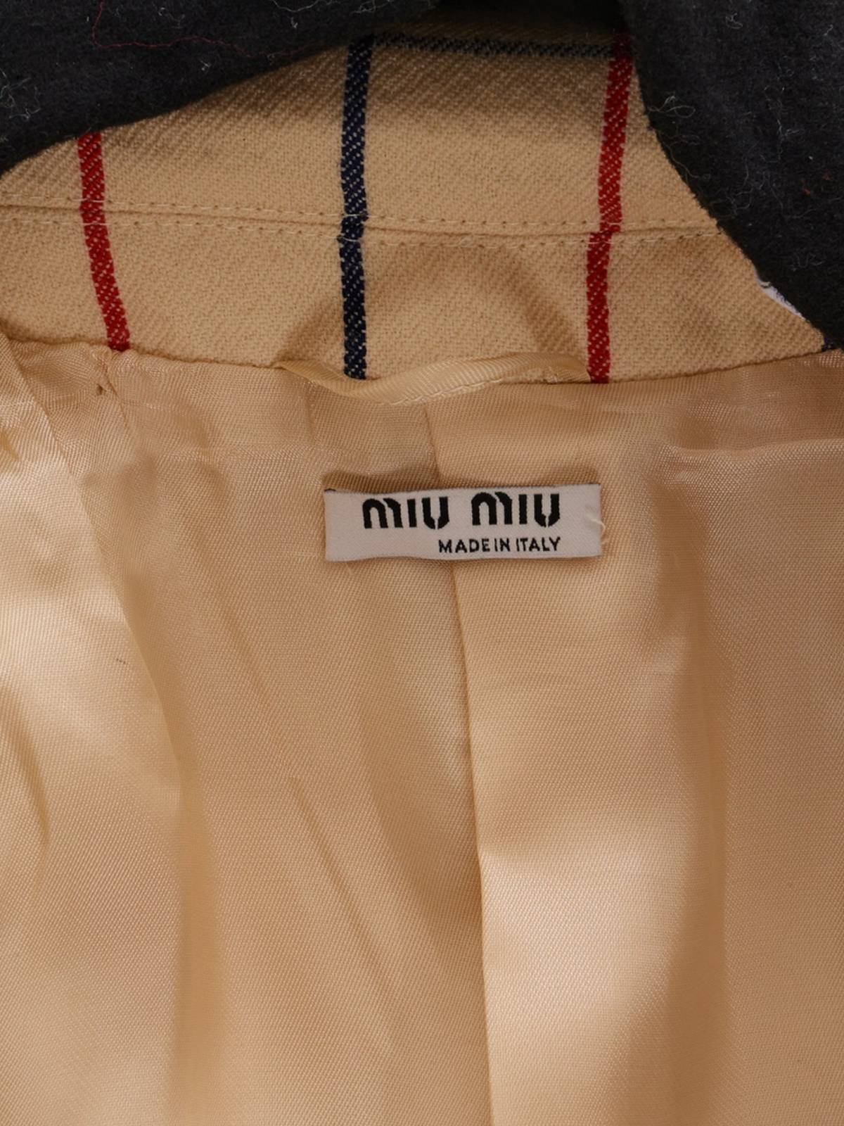 Miu Miu Pre-Fall 2016 Double Breasted Black and Red Stripes Coat