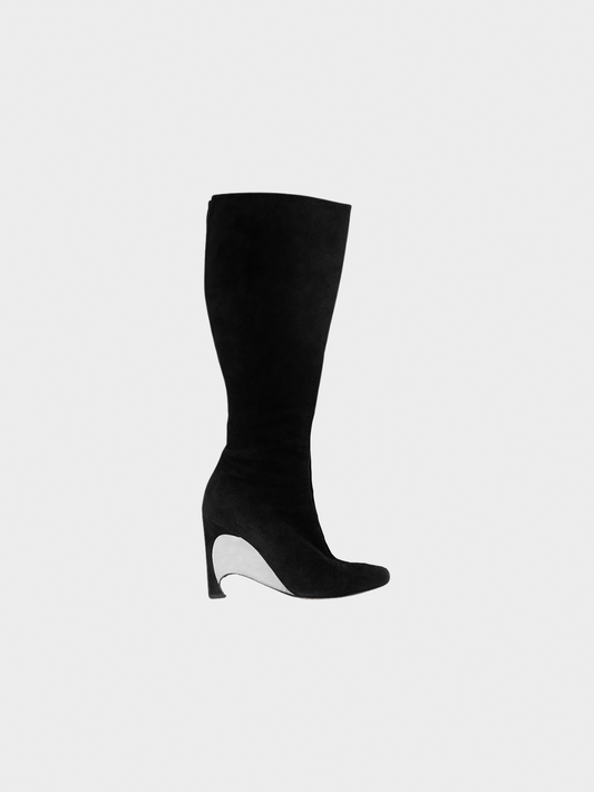 Christian Dior 2000s Black Suede Knee Boots