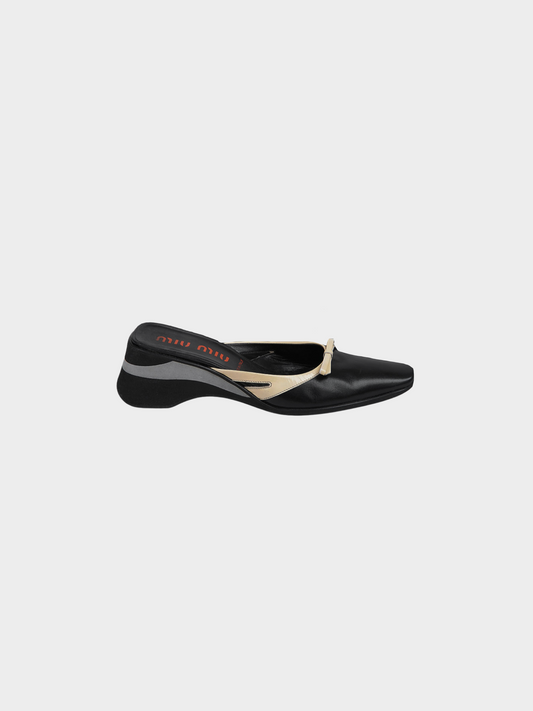 Miu Miu SS 2000 Black and White Bow Platform Sandals