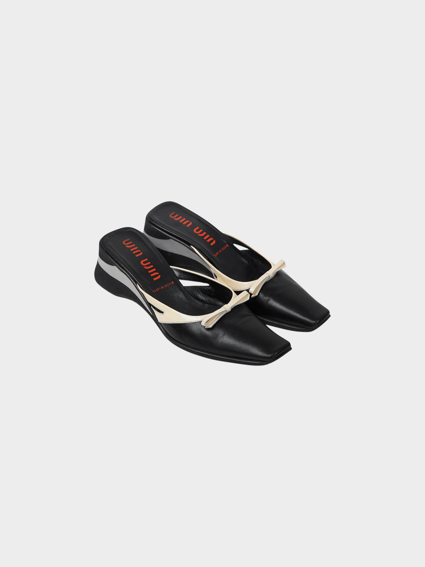 Miu Miu SS 2000 Black and White Bow Platform Sandals