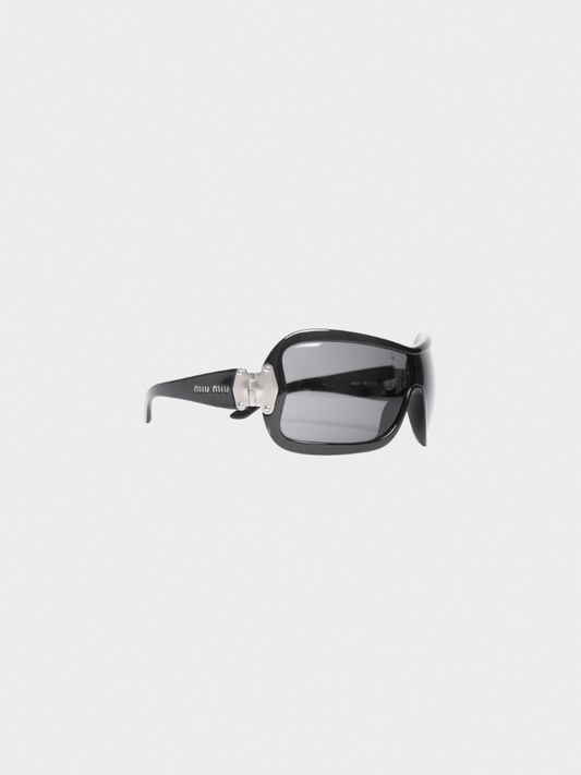 Miu Miu FW 2010 Black Shield Logo Sunglasses
