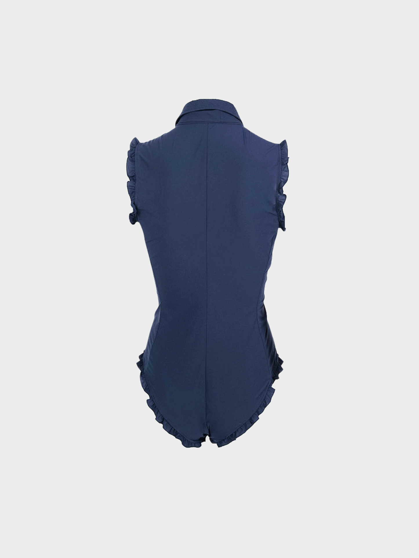 Miu Miu SS 2000 Navy Blue Ruffle Bodysuit