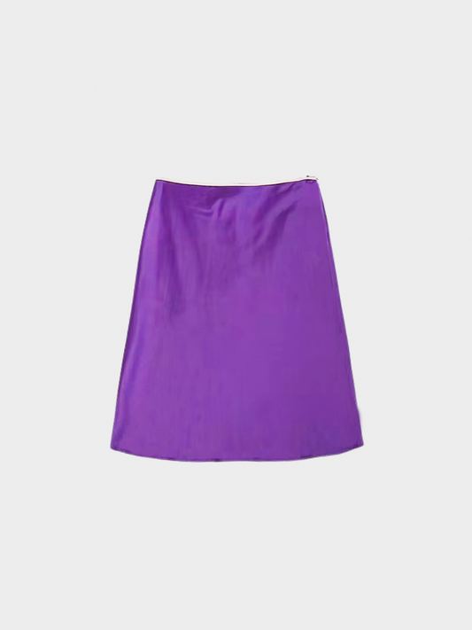 Miu Miu 1990s Deep Purple Midi Silk Skirt