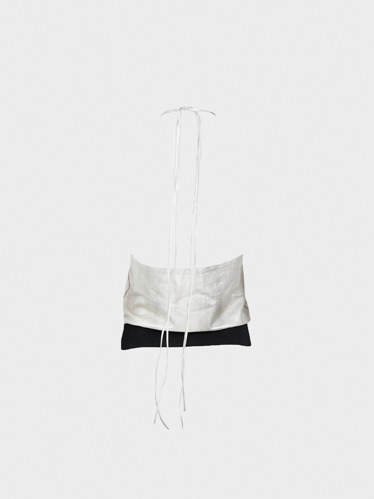 Miu Miu SS 2000 Metallic Silver Leather Halter Top
