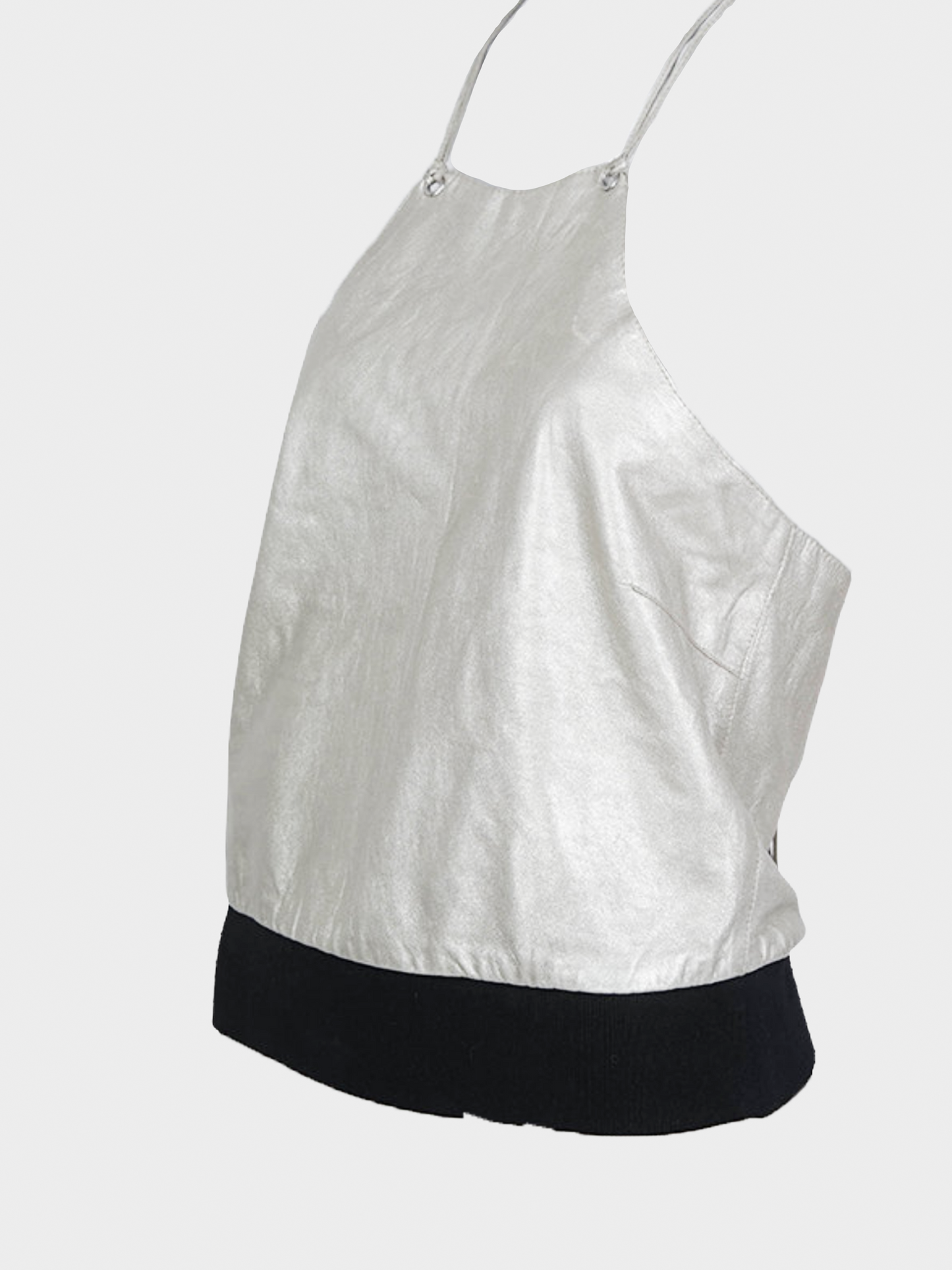 Miu Miu SS 2000 Metallic Silver Leather Halter Top