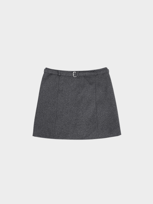 Miu Miu FW 1997 Dark Grey Belted Wool Skirt