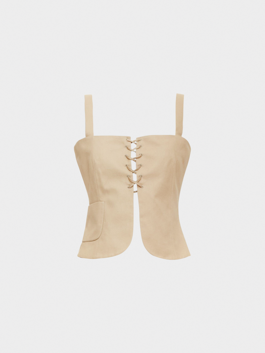 Miu Miu SS 1998 Runway Khaki Lace Up Bustier