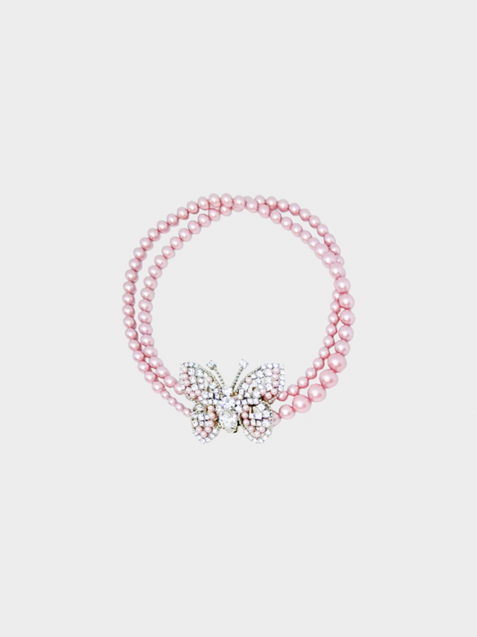 Miu Miu SS 2013 Pink Pearl and Butterfly Necklace