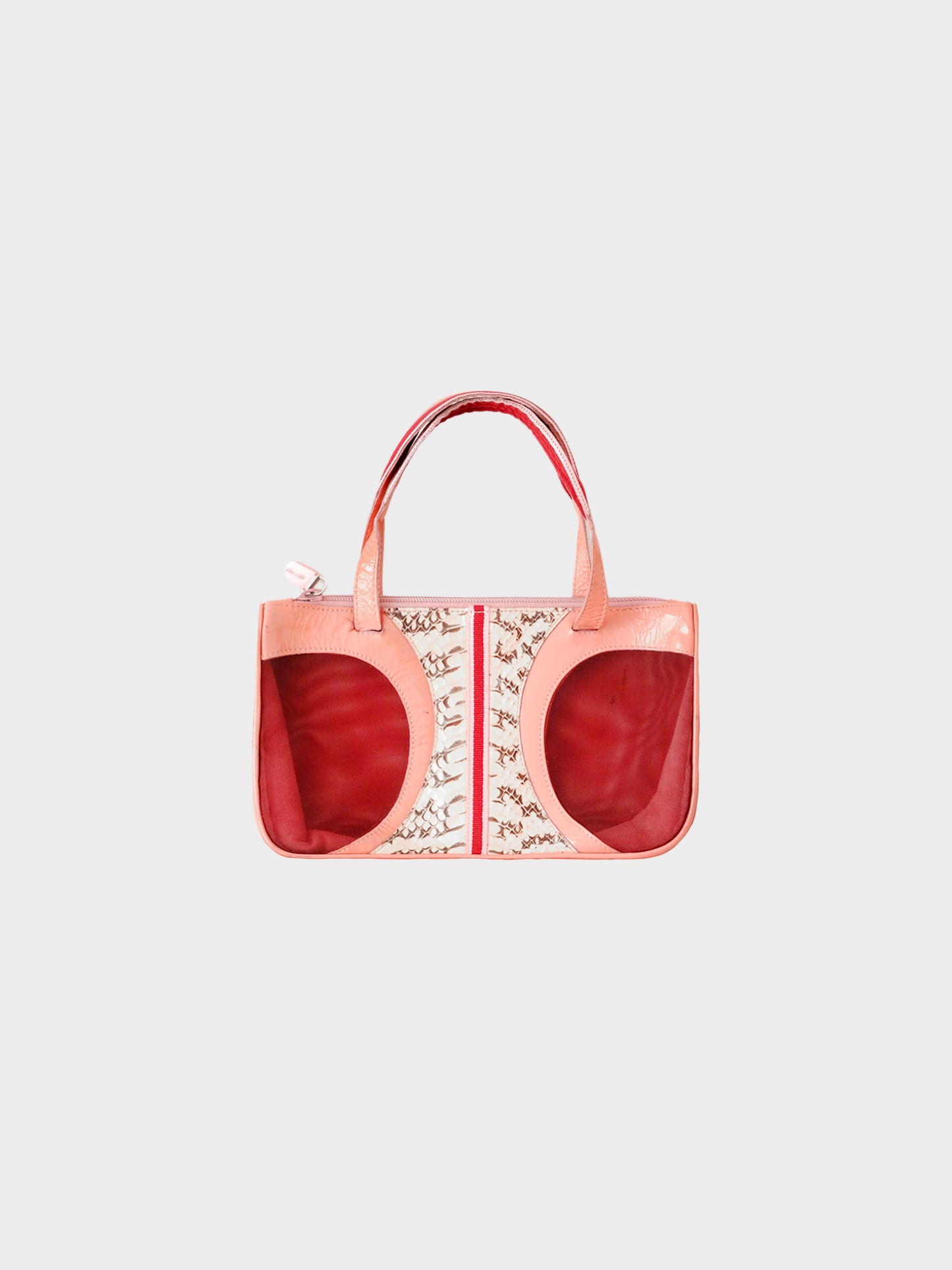 Miu Miu SS 2000 Pink Mesh with Scale Print and Patent Leather Bag