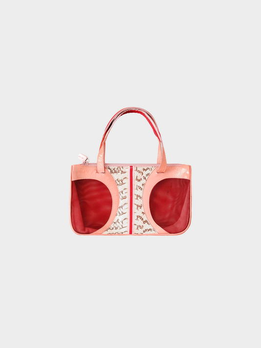 Miu Miu SS 2000 Pink Mesh with Scale Print and Patent Leather Bag