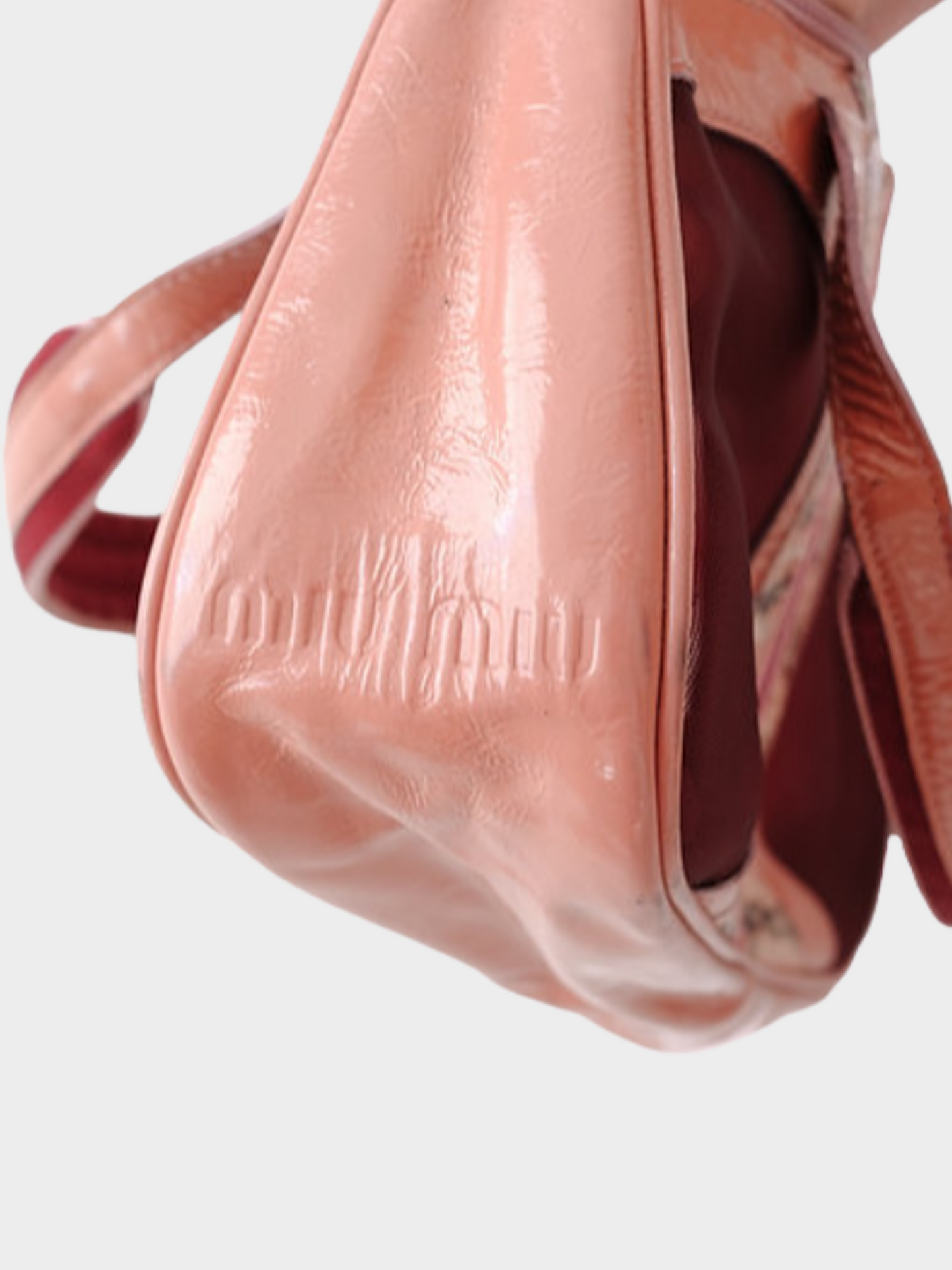 Miu Miu SS 2000 Pink Mesh with Scale Print and Patent Leather Bag