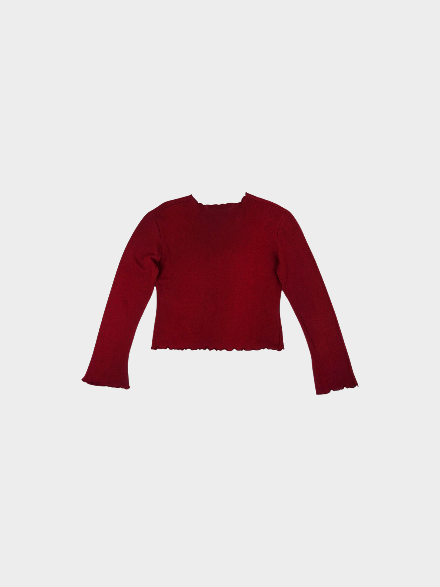 Miu Miu 1990s Burgundy Cotton Long Sleeve Top