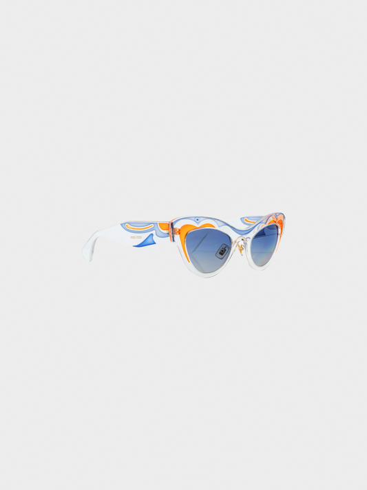Miu Miu 2010s Blue Clear Swirl Cat-Eye Sunglasses