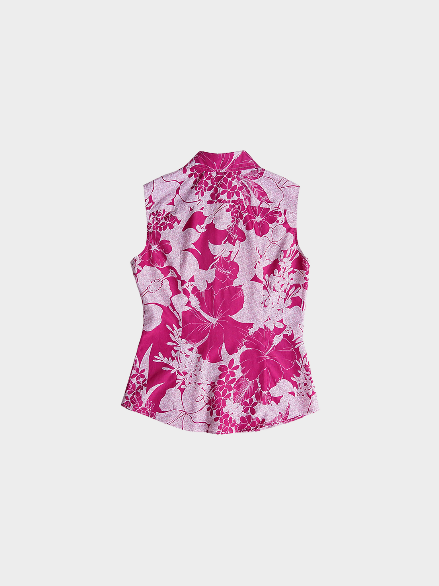 Miu Miu SS 2003 Fuschia Pink Floral Printed Sleeveless Top
